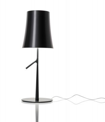 Birdie Piccola LED Tischleuchte von Foscarini in Graphit, moderne Designlampe für Nachttisch oder Schreibtisch.